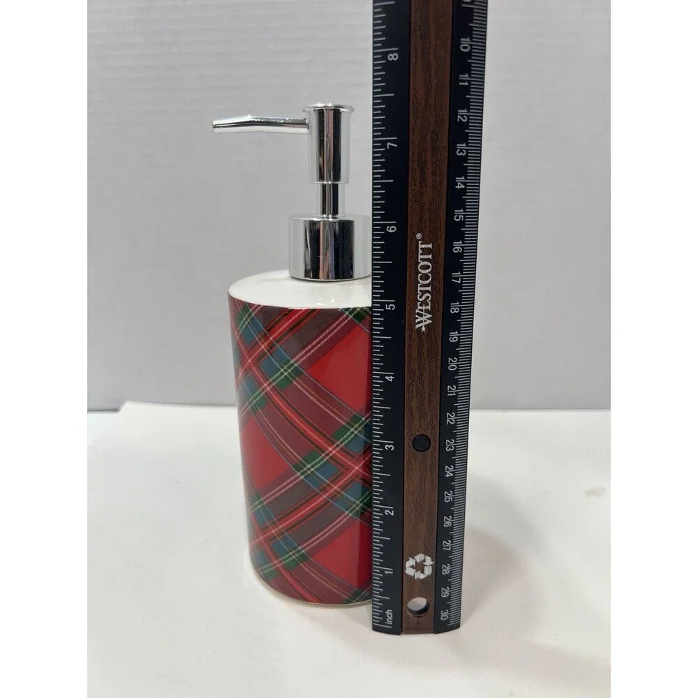 Tartan Soap Dispenser Red Green Shiny Silver Pump Unbranded Hand Wash Only Empty